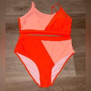 Vibrant Orange and Pink Two Piece